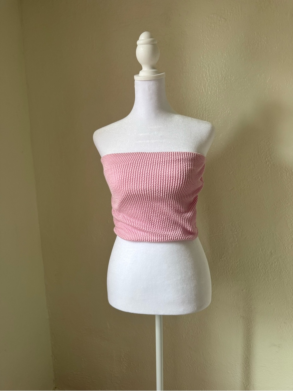 Rainbow Pink Strapless Knit Tube Top